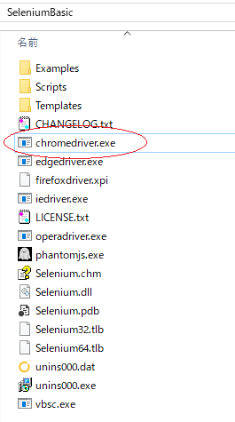 SeleniumBasicフォルダ